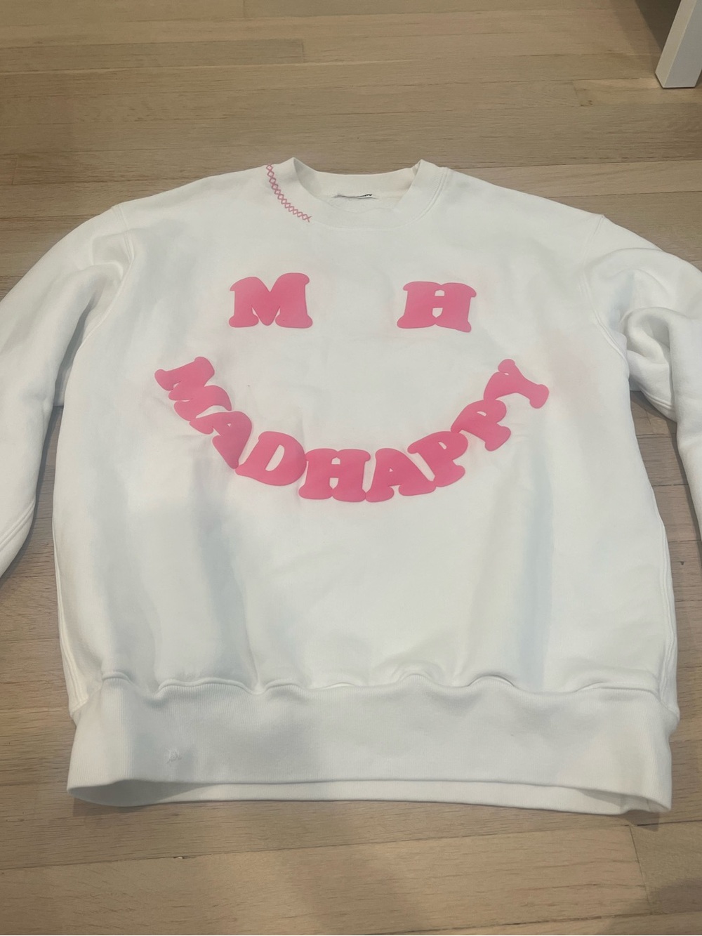 Madhappy White Pink Crewneck Sweatshirt Size Medium